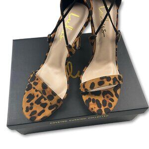 Lulus “Aimee” Leopard Suede Ankle-Wrap Heels – Size 7.5 - New in Box